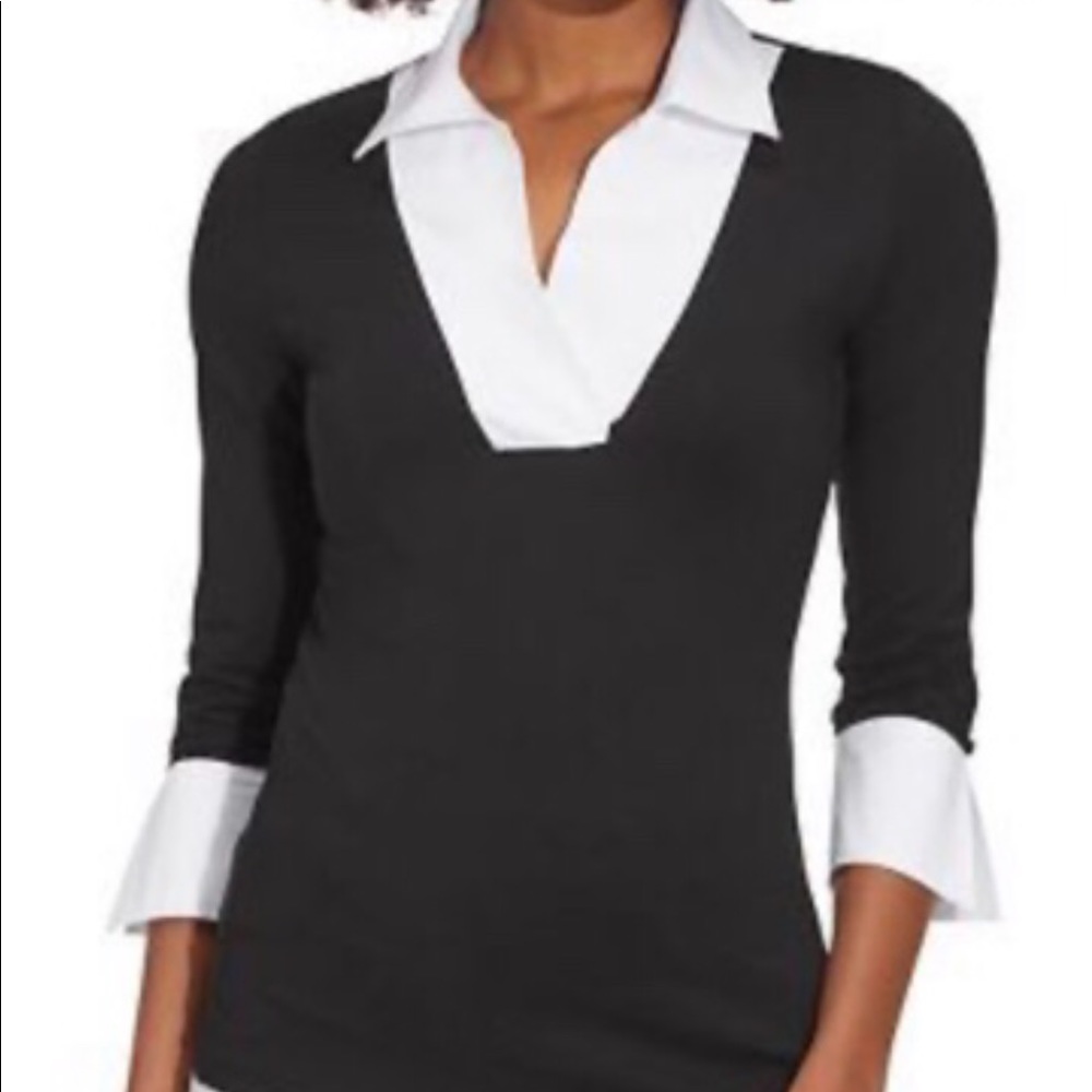 Boston Proper 3/4 sleeve twofer top